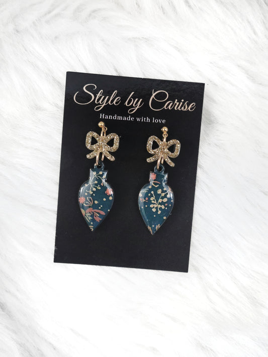 Romance Christmas light bow earrings