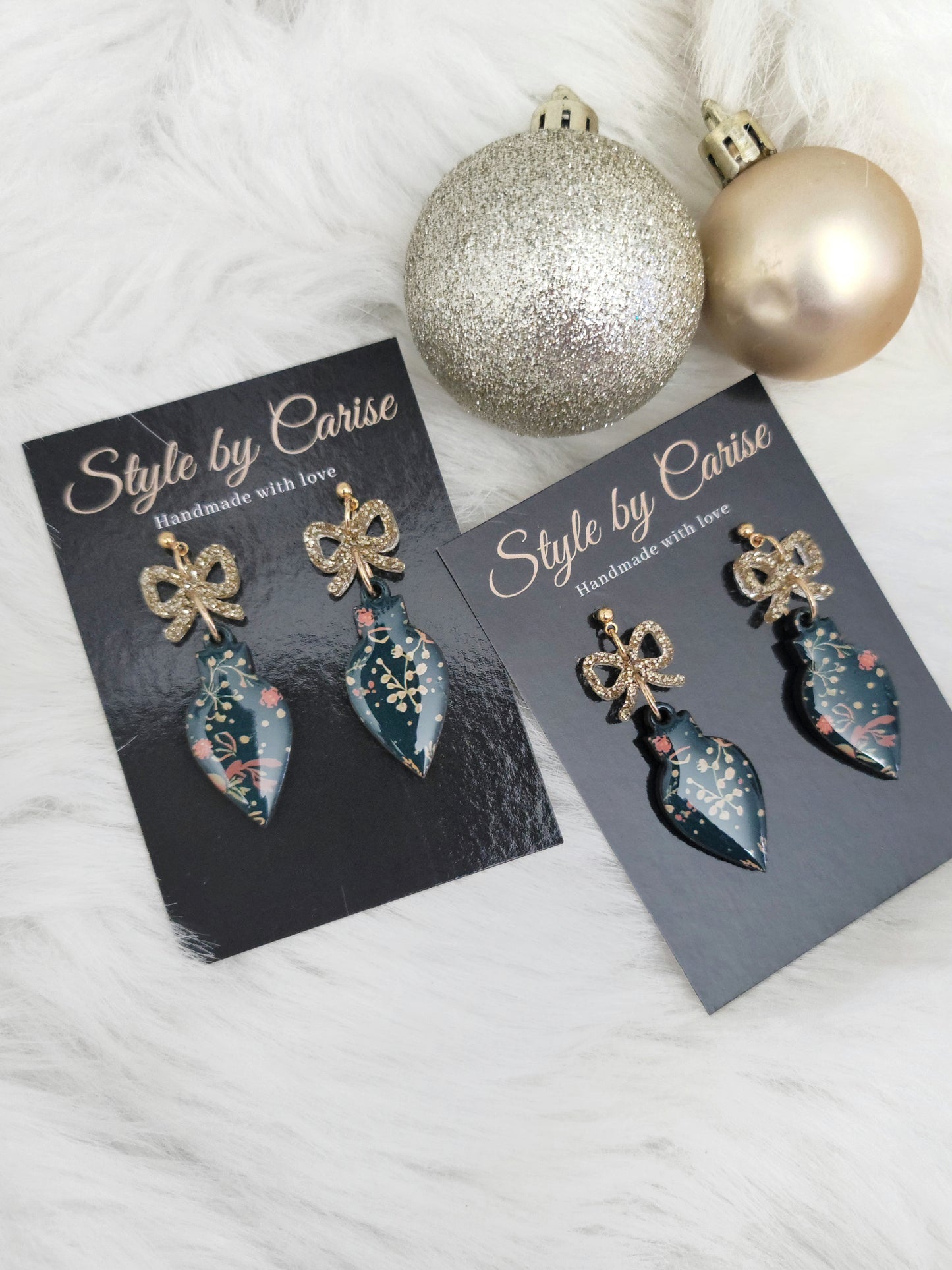Romance Christmas light bow earrings