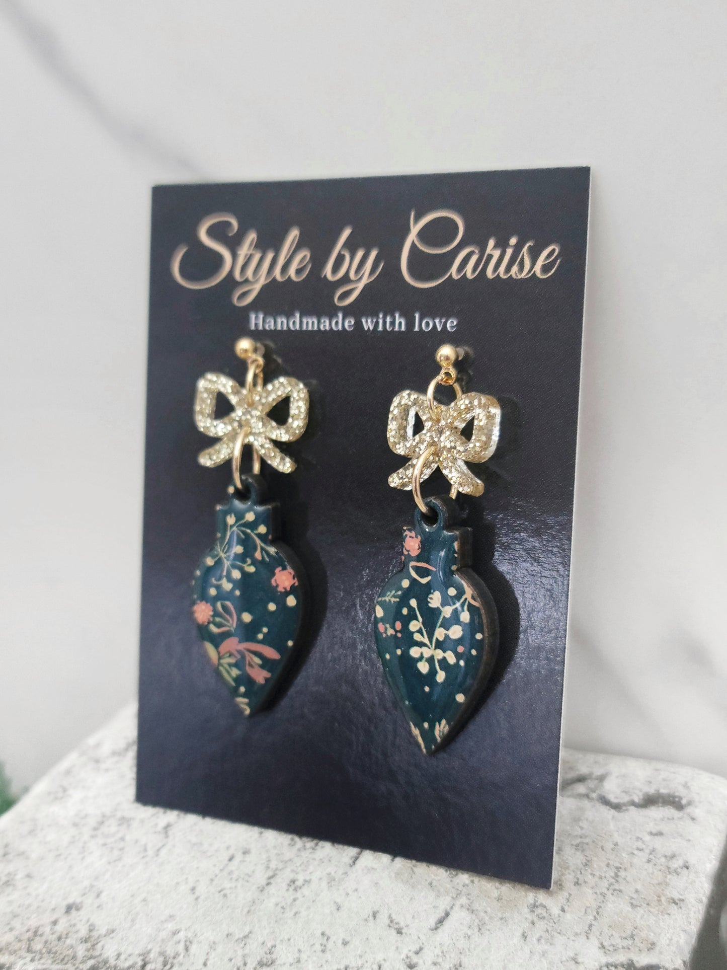 Romance Christmas light bow earrings