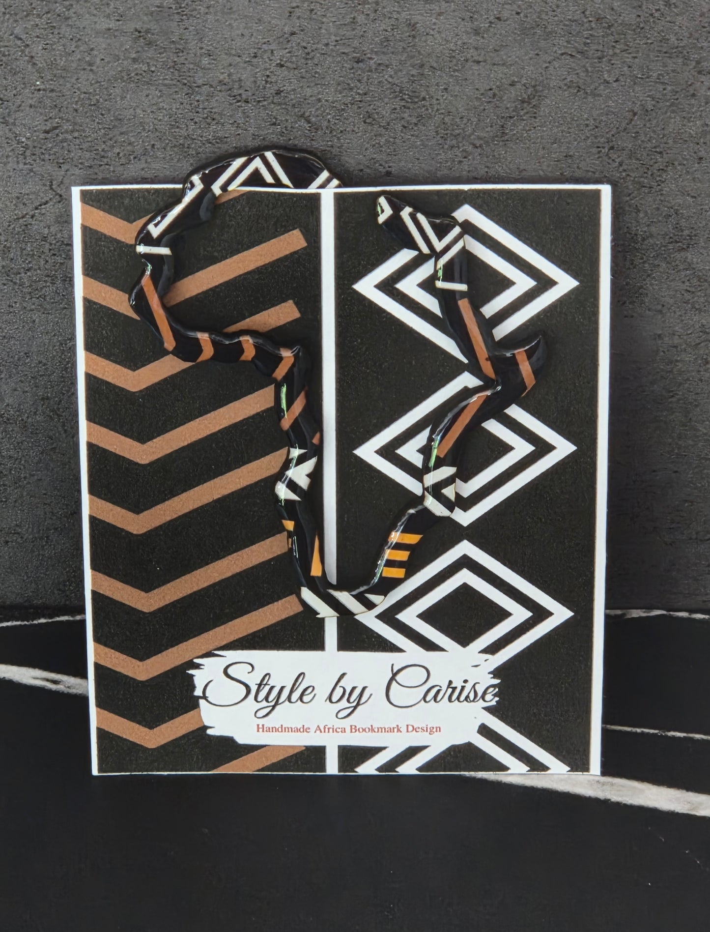 Africa Book Mark - Brown, black and white